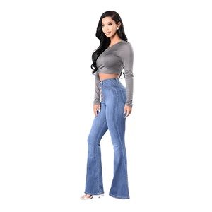 Ladies High Waist <strong>Jeans</strong> Hot Sale High Waist <strong>Women's</strong> <strong>Butt</strong> <strong>Lifting</strong> Denim <strong>Jeans</strong> Pants Wide Leg Pants Street Wear Pants Blue - Product Image 4