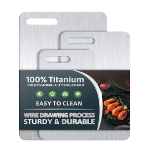 Ensemble de 3 planches <span class=keywords><strong>à</strong></span> <span class=keywords><strong>découper</strong></span> en titane pur, planche <span class=keywords><strong>à</strong></span> <span class=keywords><strong>découper</strong></span> de cuisine double face avec poignée, passe au lave-vaisselle, non toxique, durable - Product Image 1