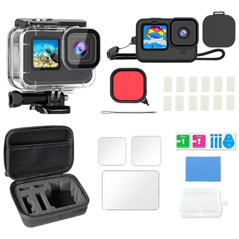 Sport Action Camera Accessories Kits for GoPro 19 in 1 Set Hero 9-13 Waterproof case Sports Camera Accessories Small Bag Set
