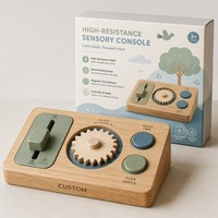 Console sensorielle Montessori en bois personnalisée haute résistance, jouet éducatif pour la motricité fine, planche à glissière et engrenages pour la concentration et la relaxation