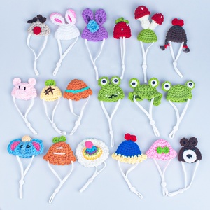 Chapeau de Hamster Mini chapeau de petits animaux avec sangle réglable Belle grenouille tricotée à la main arc-en-ciel carotte minuscules chapeaux - Product Image 1