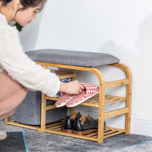 Banco de Madera Maciza para Cambiar Zapatos, Tamaño Mediano, Banco de Almacenamiento, Zapatero de Estilo Chino para la Entrada del Hogar con Asiento - Product Image 1
