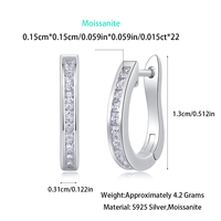 Boucles d'oreilles créoles en argent sterling 925 avec moissanite taille princesse pour femme, boucles d'oreilles huggie en moissanite serties en canal