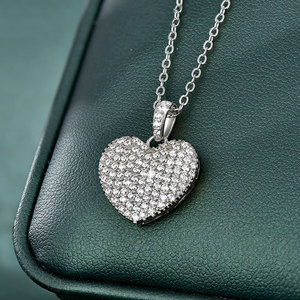 Collier pendentif en forme de cœur en cuivre plaqué or 14 carats micro-pavé de zircon, vente en gros d'usine, bijoux délicats pour femmes, usage quotidien - Product Image 3