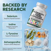 Complément de soutien thyroïdien au Sélénium, Iode, Zinc, L-Tyrosine, Ashwagandha, Fucus vésiculeux et Curcuma pour Femmes et Hommes
