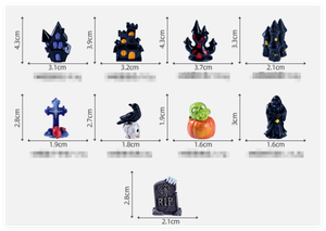 Personnages de dessins animés résine Halloween trucs château sanglant-croix corbeau mal citrouille pierre tombale noir Micro <span class=keywords><strong>Figurine</strong></span> jouets 3D ornements - Product Image 2