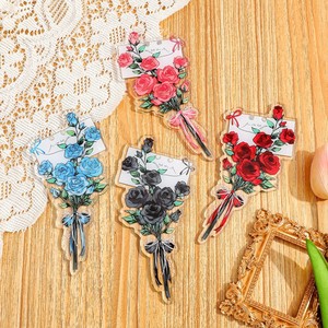 Expositor de acrílico transparente personalizado de doble cara con soporte para insignias, diseño de dibujos animados para decoración navideña - Product Image 1