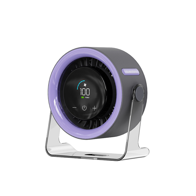 Touch Control Bladeless LED Display Small Portable Fan 100 Speeds Strong Wind Ultra Quiet USB Powered Mini Desk Fan