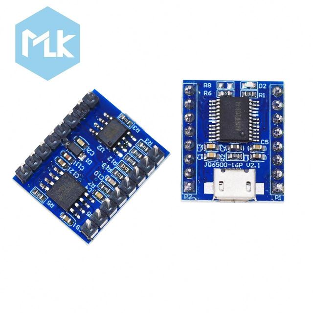 MLK JQ6500 MP3 Player Board Voice Sound Module UART 16P 16Mbit DAC TF Card U Disk MP3 Format USB