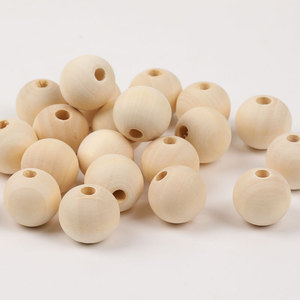 Cuentas de madera natural de 20 mm redondas con agujero para manualidades, accesorios para la fabricación de joyería. - Product Image 1