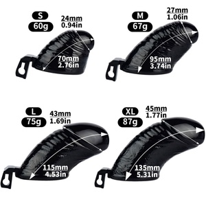 Jaula de Castidad de Resina Negra con Forma de Pene Simulado, Jaula de Restricción Masculina con Orificio para Orinar, Jaula de Castidad Masculina, Juguete Sexual al por Mayor - Product Image 2