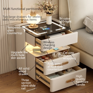 Comodino Smart di Lusso, Mobiletto da Comodino a 2 Cassetti con Ricarica Wireless, Luce LED e Serratura con Password - Product Image 6