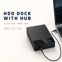 Boîtier USB-C pour disque dur SATA/SSD de 3,5 pouces, 5 Gbps, UASP, sans outil, hub USB 3.0 à 3 ports avec boîtier en plastique