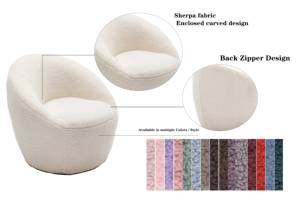 <span class=keywords><strong>Fauteuil</strong></span> pivotant moderne CARLFORD en bouclette, <span class=keywords><strong>fauteuil</strong></span> d'appoint extérieur en fausse <span class=keywords><strong>fourrure</strong></span> <span class=keywords><strong>blanche</strong></span>, canapé pour appartement, salon, chambre, bureau à domicile - Product Image 3