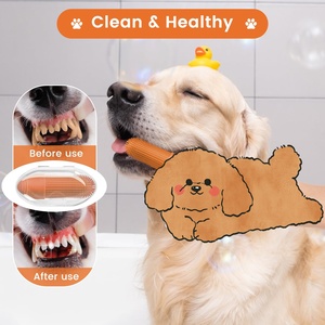 Custom 360 Degrees Dog Tooth Brushing Kit <b>Cat</b> <b>Toothbrush</b> Food Grade Silicone Dog Finger <b>Toothbrush</b> for Dog Teeth Cleaning - Product Image 3