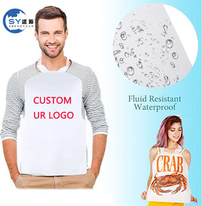 Bavoirs jetables en plastique imperméables 3.5s, imprimés sur mesure, pour la manipulation des <span class=keywords><strong>fruits</strong></span> <span class=keywords><strong>de</strong></span> <span class=keywords><strong>mer</strong></span>, les restaurants et les barbecues, économiques - Product Image 3