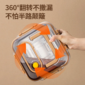Stainless Steel Food <b>Storage</b> Container With PP Lid Three Compartment Microwave Safe Refrigerator Heating Lunch Box - Product Image 4