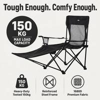 Chaise longue de camping confortable, moderne, pliable, durable, avec cadre en acier, en maille Poly 1680D, pour la plage, le jardin, la pêche, portable en extérieur