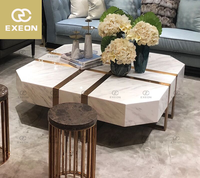 Table basse de luxe en acier inoxydable, pieds en marbre blanc, moderne, pour salon, offre spéciale,