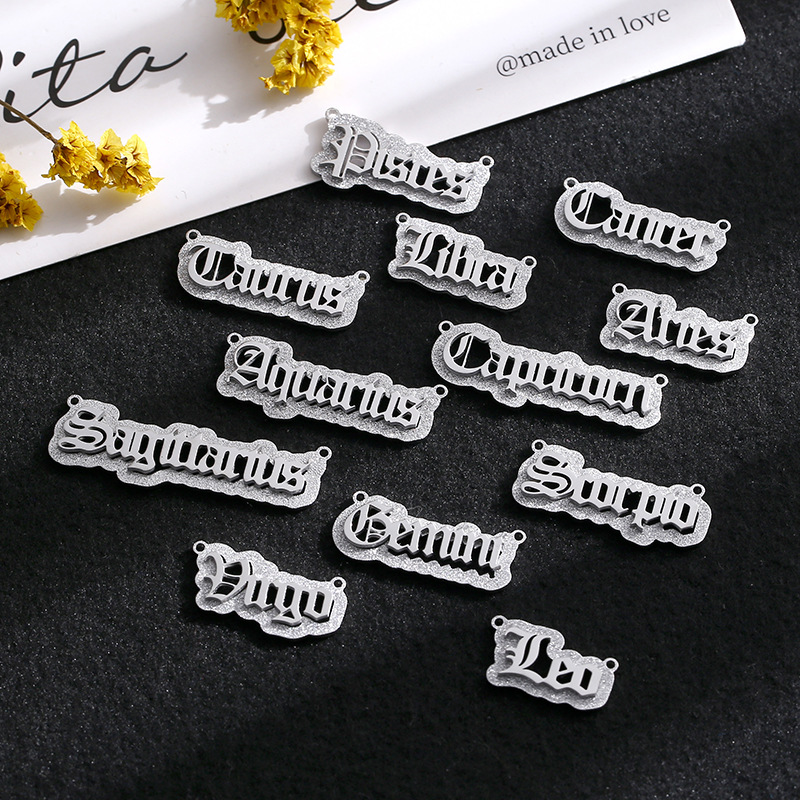 Fashion English zodiac Pendant stainless steel 12 zodiac pendant necklace Double layer aquarius signs Necklace for ladies