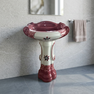 Factory Direct Supply Bathroom Sink Hand Pedestal <b>Round</b> Vanity Design Washing Hand Pedestal Washbasin - Product Image 6