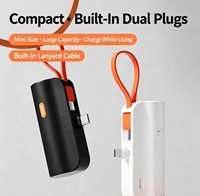 Batterie externe compacte et portable de 5000 mAh, chargeur d'urgence à double prise intégré avec indicateur LED et support de téléphone, OEM ODM