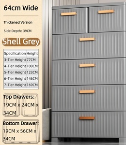 Armoire <span class=keywords><strong>de</strong></span> <span class=keywords><strong>rangement</strong></span> en <span class=keywords><strong>plastique</strong></span> avec roulettes, 5 niveaux avec <span class=keywords><strong>tiroirs</strong></span>, 64 cm <span class=keywords><strong>de</strong></span> large, grande capacité, organisateur pour chambre à coucher, salon - Product Image 2