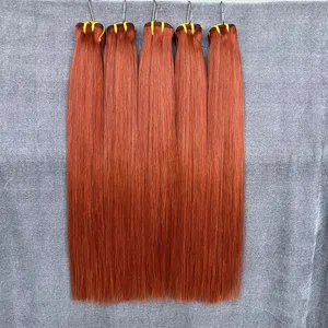 Extensions de cheveux naturels brésiliens Remy, couleur orange, gingembre, lisses, 350g, 100g