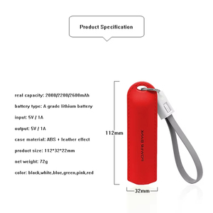 Dùng một lần xách tay Slim <span class=keywords><strong>Mini</strong></span> 2600mAh Powerbank DIY 18650 Lithium Battery Charger ngân hàng điện trường hợp <span class=keywords><strong>Box</strong></span> với dây - Product Image 4