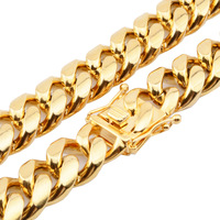 Ensemble Bijoux Maille Cubaine Remplie d'Or en Acier Inoxydable 316L, Chaînes pour Hommes en Acier Inoxydable Plaqué Or 18K 22 Carats, 20 mm 1,3 cm