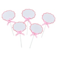 Décoration de gâteau d'anniversaire personnalisable QF, nœud rose en papier, décorations DIY, lot de 5 nœuds en papier pour gâteau, personnalisables