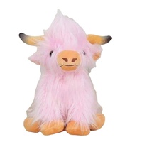 En gros, Peluche de simulation de vache des Highlands écossaise, modèle de bovins à poils longs et courts, avec rembourrage en coton PP et doublure en maille