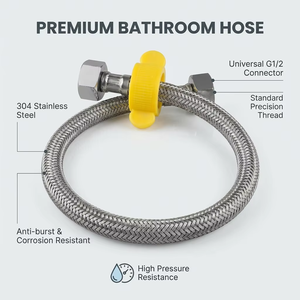 Haute qualité 16 pouces en acier inoxydable tressé tuyau <span class=keywords><strong>Flexible</strong></span> en acier métal pour lavabos tuyau d'entrée tuyau d'eau - Product Image 1