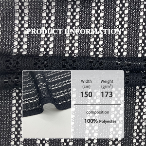 Tissu de chemises <span class=keywords><strong>au</strong></span> <span class=keywords><strong>crochet</strong></span> à manches courtes en polyester 100% noir à motif jacquard tricoté OEM pour vêtements - Product Image 2