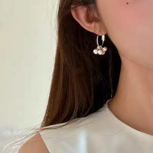 Boucles d'oreilles géométriques tendance, simples, irrégulières, imitation perle, longues, à pampilles, en forme de cerceau - Product Image 3