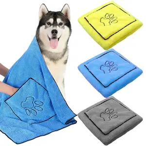 Custom Logo Absorbent Super Soft Pet Cat Dog Bath Microfiber Quick Drying Dog Towel for Drying Dogs