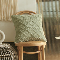 Housse de coussin en jacquard tridimensionnel en peluche de couleur unie simple moderne oreiller géométrique pour la lecture et le repos au lit