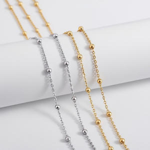 Venta al por mayor de cadenas de acero inoxidable, cadena satélite chapada en oro con cuentas, collar de cadenas finas para joyería permanente - Product Image 6