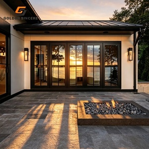GS Modern Luxury Villa Glass Bifold <b>Door</b> Interior Folding <b>Door</b> with Nylon Screen <b>Netting</b> Design - Product Image 2