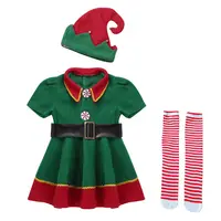 Disfraz de Navidad para niños y niñas, conjunto de disfraz de Santa Claus verde