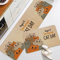 OEM Custom Printed Natural Linen Kitchen Runner Mat Oil Proof Anti Slip Kitchen Floor Rug 2 Pieces Set