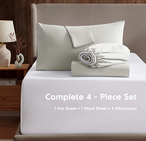 Parure de lit en satin 100 % coton, 4 pièces, unie, avec housse de couette, drap-housse et taies d'oreiller, vente en gros directe usine pour maison, hôtel, <span class=keywords><strong>spa</strong></span> - Product Image 2