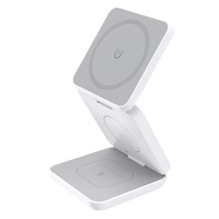 Chargeur sans fil magnétique intelligent 3-en-1 GEBRA W81 10W à charge rapide PD/QC3.0 avec port Type-C pour téléphone portable, écouteurs et montre - Conception pliable