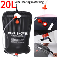 Sac de douche de camping portable multifonctionnel de type carré en PVC de 20 L avec tuyau amovible et pomme de douche, chauffage solaire, pour adultes