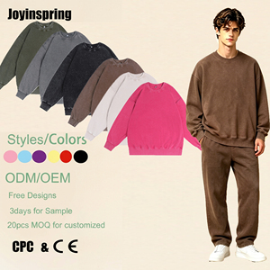 Sweat-shirt surdimensionné en molleton bouclette épais, coupe carrée et épaules tombantes, personnalisé OEM, style <span class=keywords><strong>batik</strong></span> vieilli, col rond, effet délavé - Product Image 1