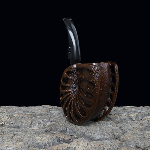 Muxiang Stone Wood Pipe 3mm Bore Military Plug Design Hand Carved Tobacco Smoking Pipe - Product Image 3