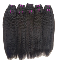 Extensions de cheveux humains 9A Kinky Straight Afro, lisses et soyeux, ondulés, en cheveux vierges indiens Remy, double trame, pour tissage de cheveux
