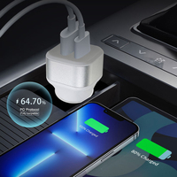 Pengisi daya mobil adaptor USB perjalanan 38W, pengisi daya ponsel pintar cepat PD QC3.0 port ganda dengan perlindungan OTP untuk Laptop