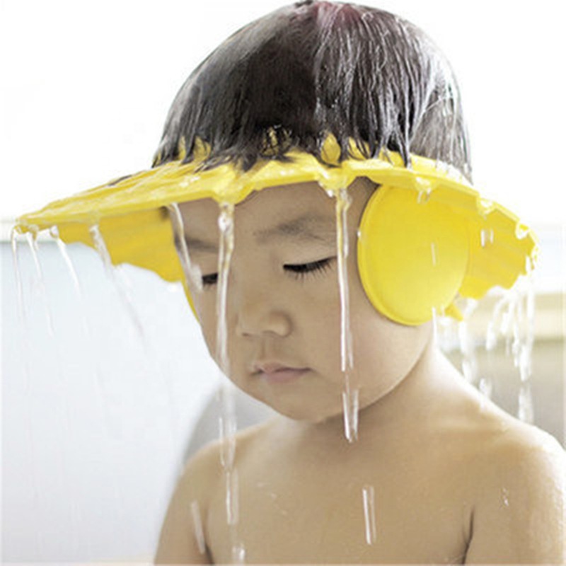 Gorro de baño grueso ajustable para bebé, gorro con visera de baño para niños, champú impermeable, gorros de baño para niños con Protector auditivo