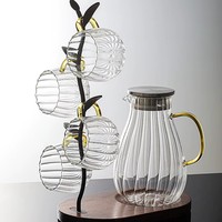 Vente en gros de carafes en verre borosilicate résistant à la chaleur, avec couvercle en acier inoxydable, poignée en verre, capacité de 1,8 L, compatible micro-ondes, sans BPA
